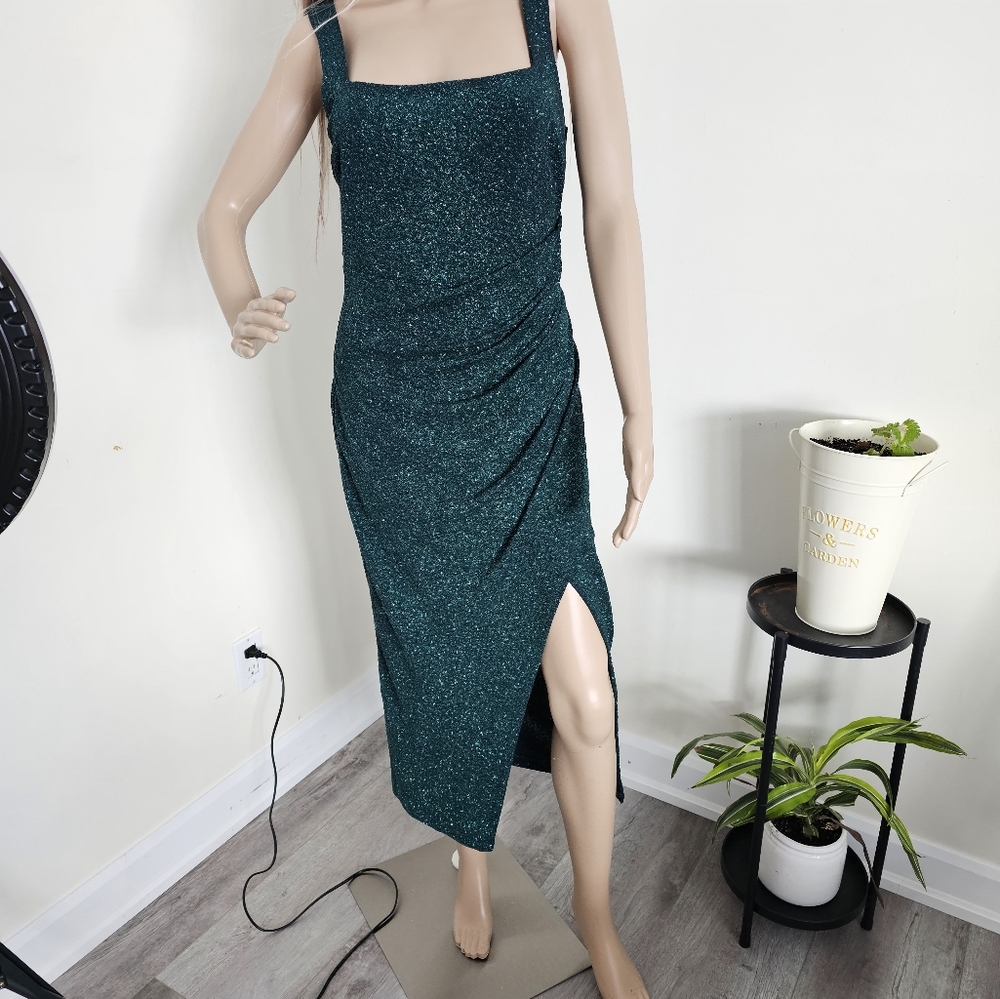 Green shimmer evening gown